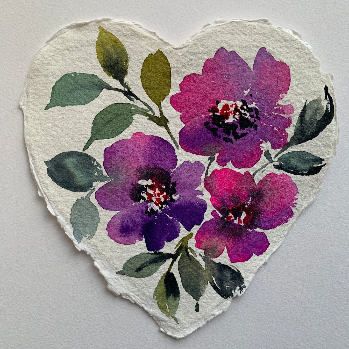 Original painting floral heart 016