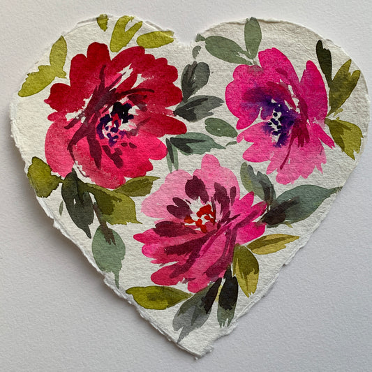 Original painting floral heart 014