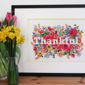Thankful Embroidery Fabric Panel.