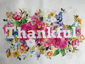 Thankful Embroidery Fabric Panel.