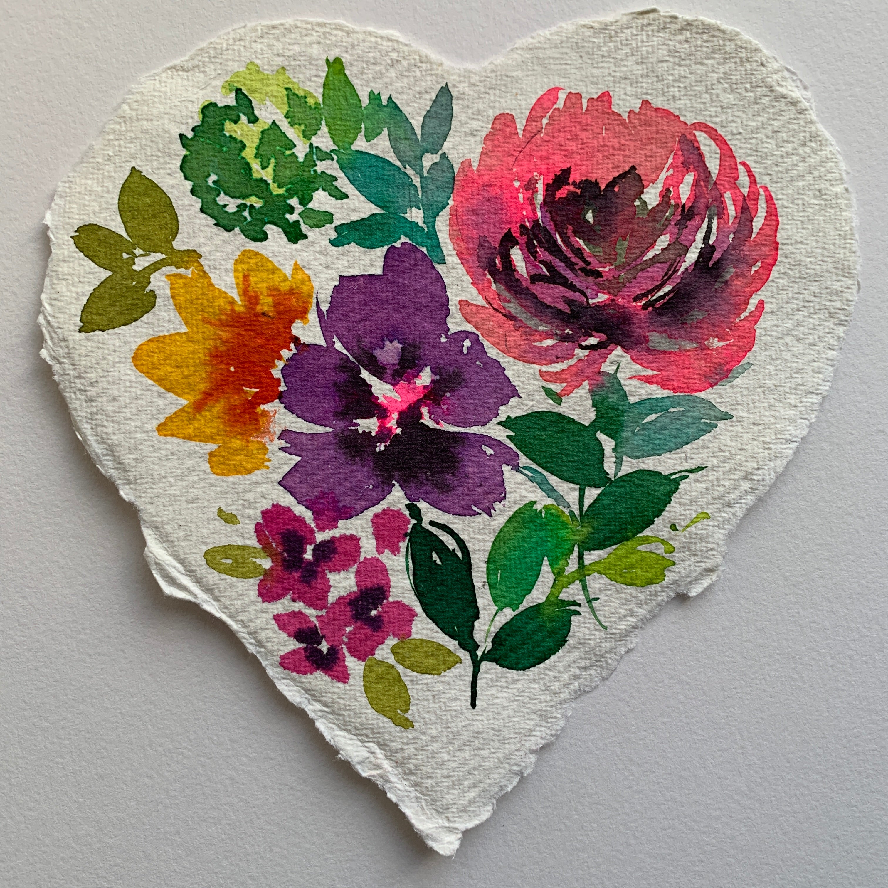 Original painting floral heart 013