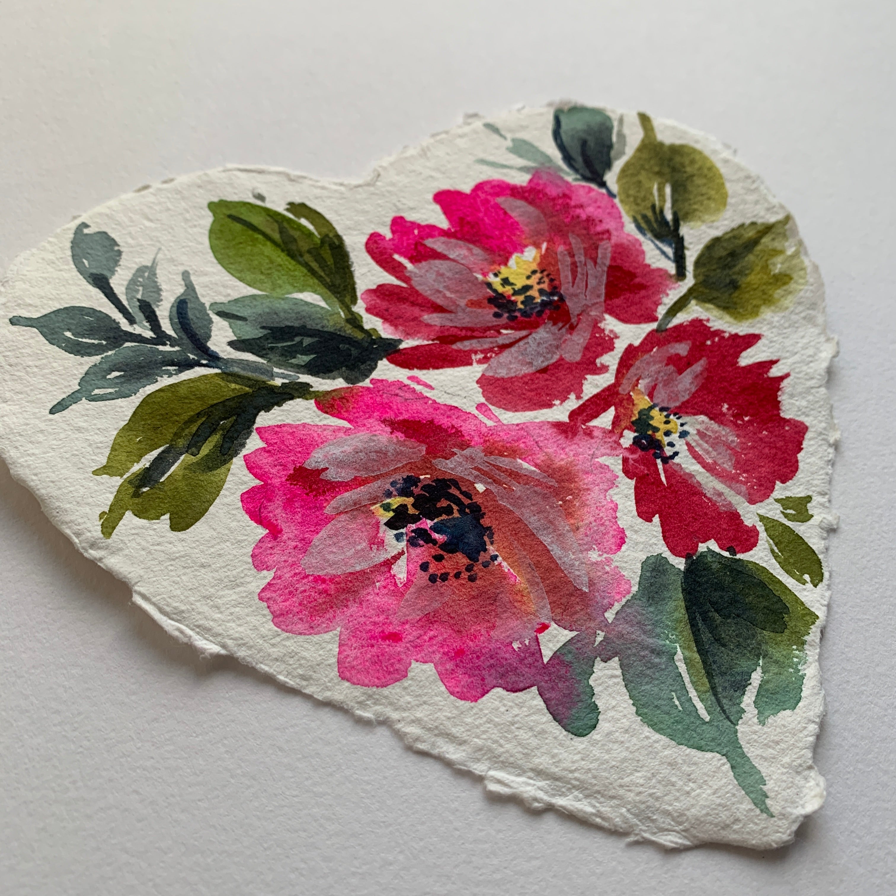 Original painting floral heart 010