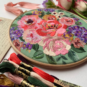 Hand embroidery. Ribbon embroidery work. Rose flower ribbon embroidery. : r/ Embroidery