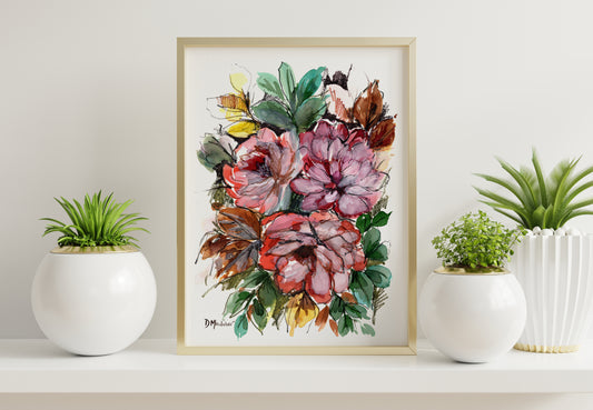 Peach Floral original painting